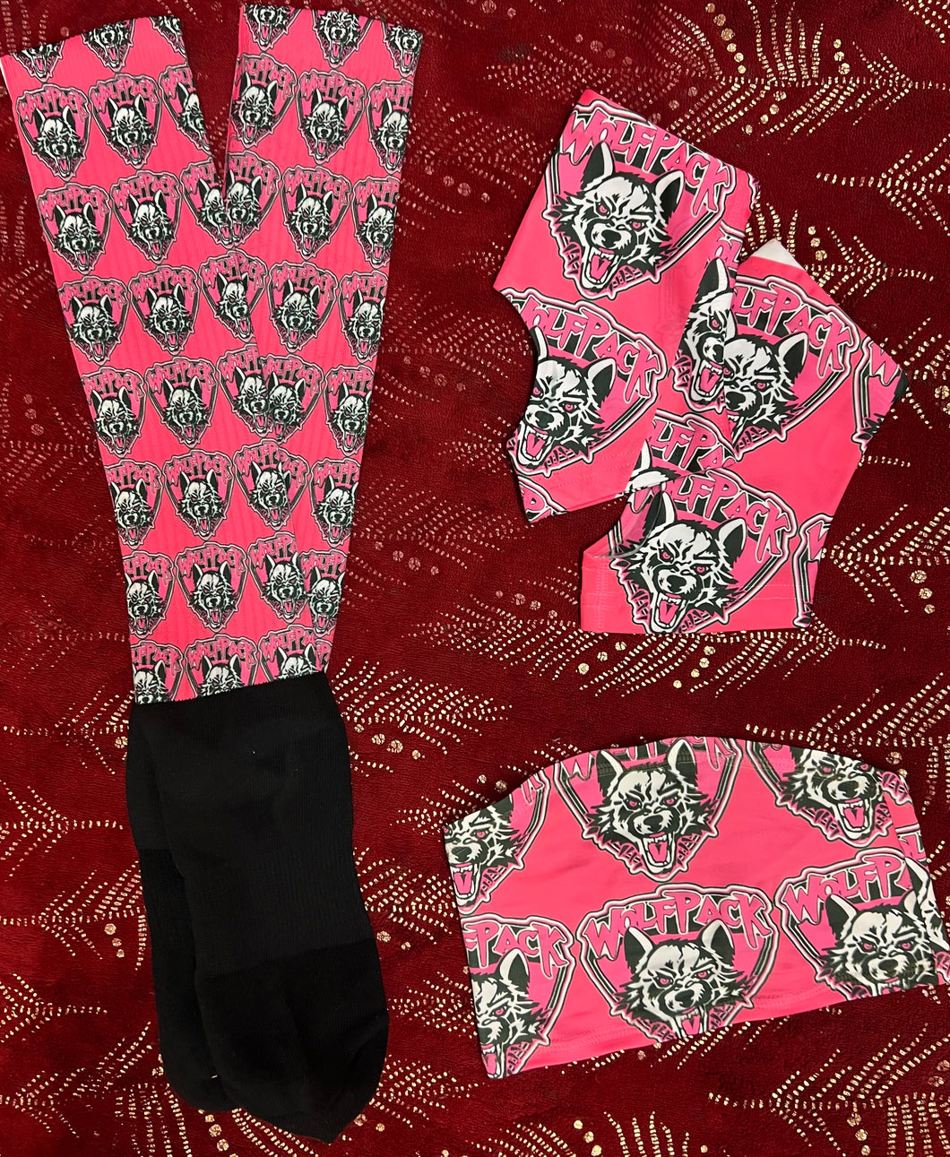Wolfpack socks, headband beanie and cleat cover