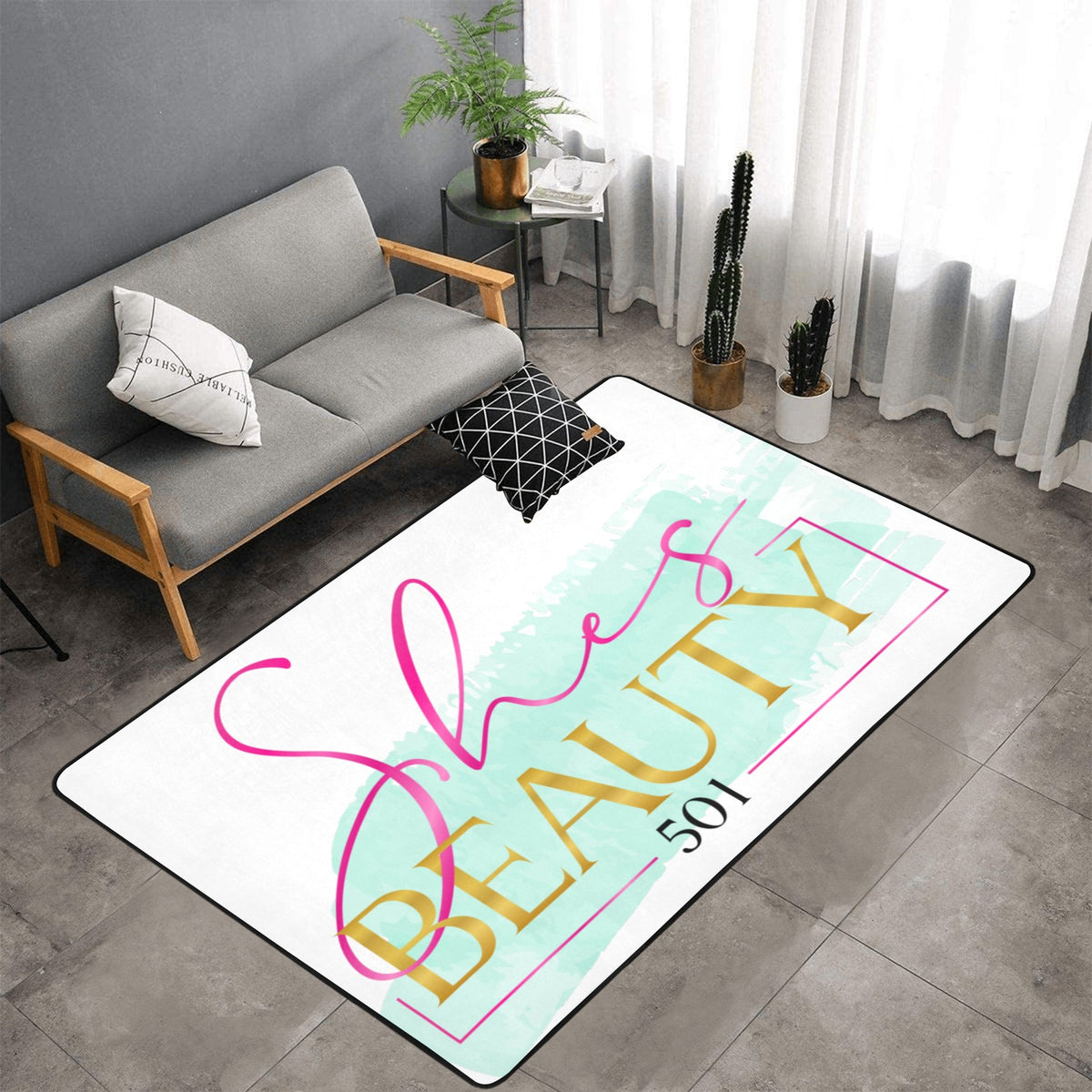 RUG Area Rug with Black Binding 7'x5'
