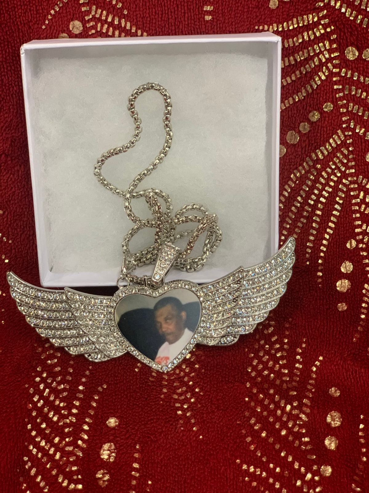Angel Wing Heart Bling Necklace (Large)