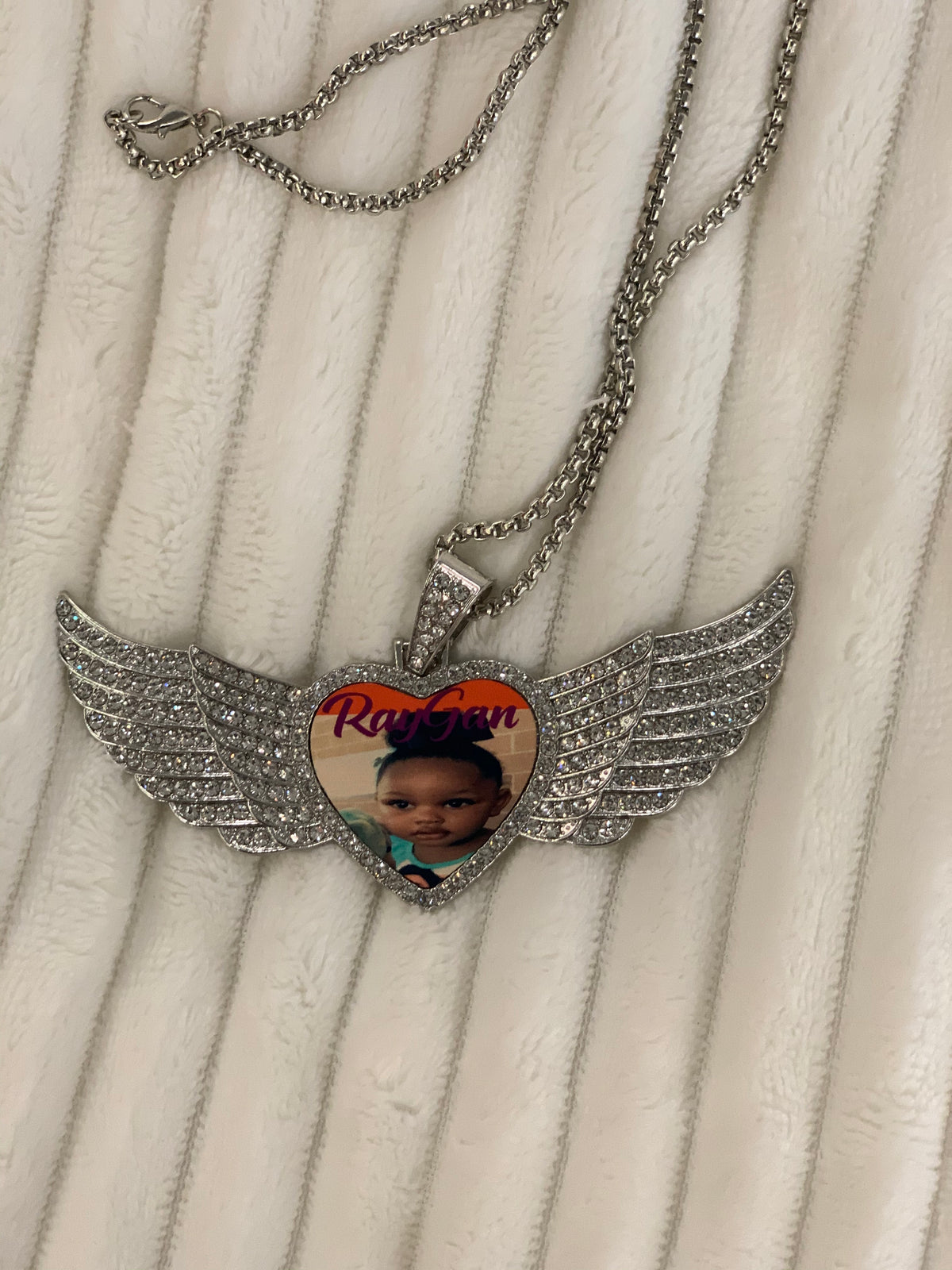 Angel Wing Heart Bling Necklace (Large)