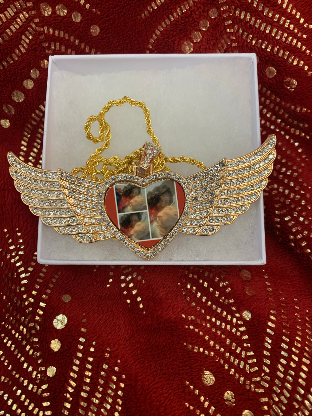 Angel Wing Heart Bling Necklace (Large)