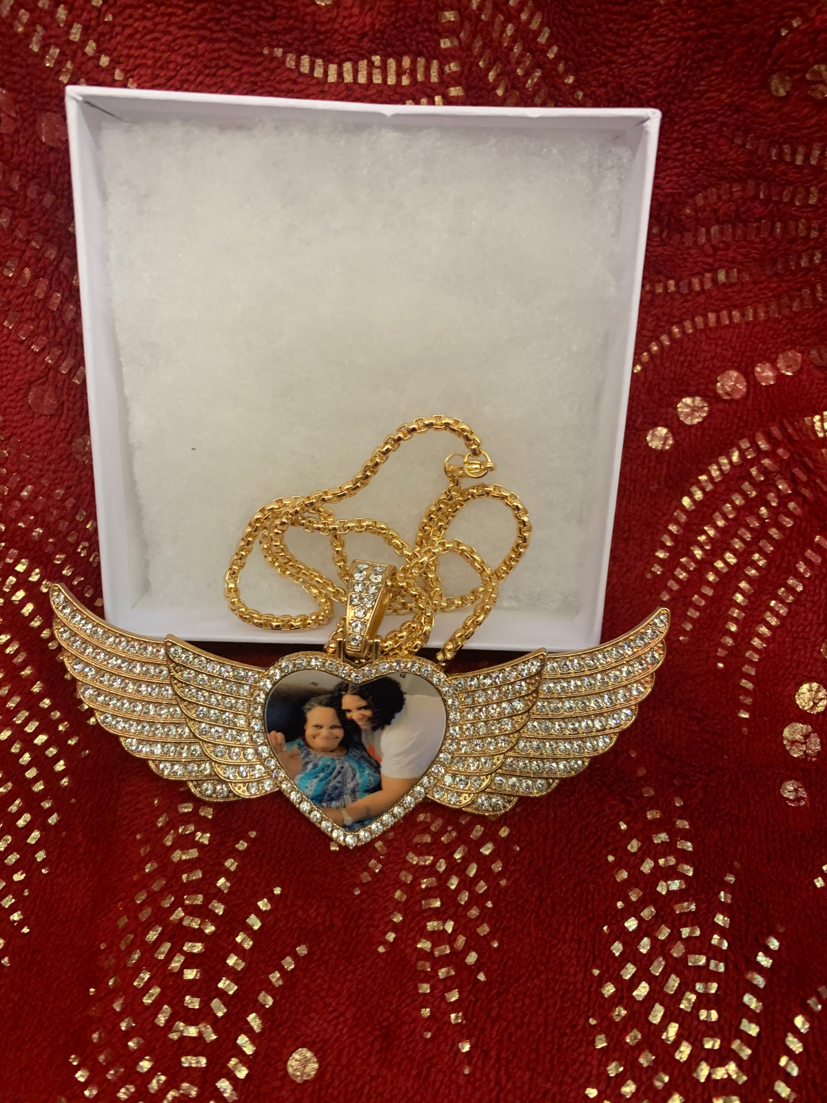 Angel Wing Heart Bling Necklace (Large)