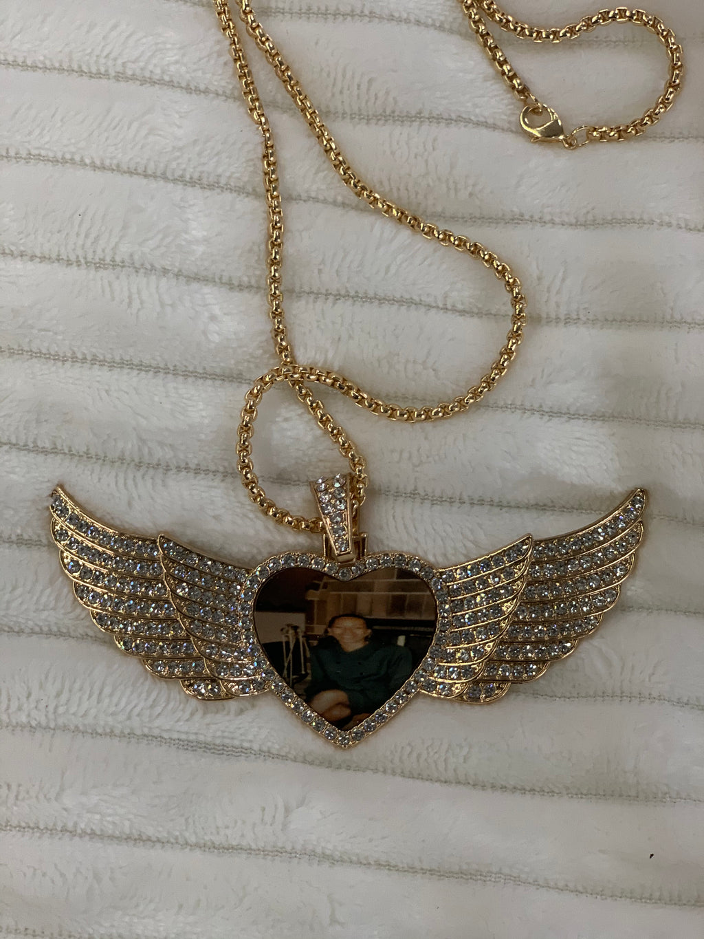 Angel Wing Heart Bling Necklace (Large)