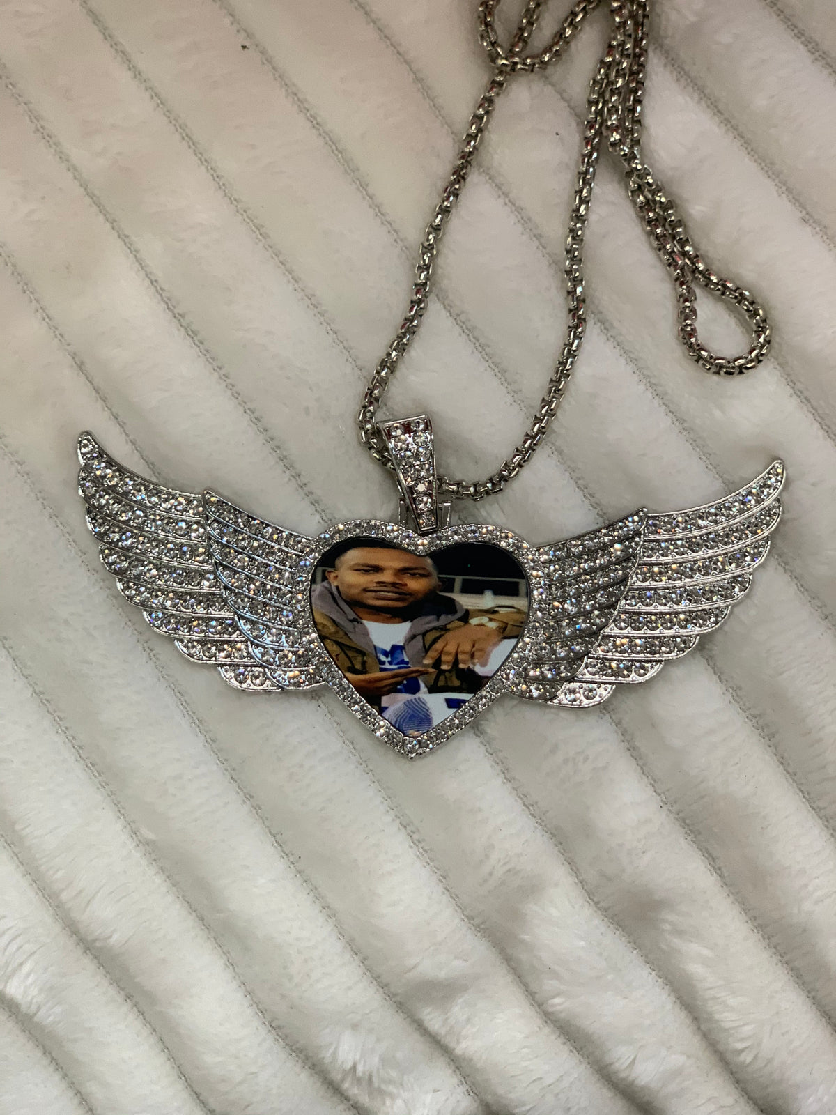 Angel Wing Heart Bling Necklace (Large)